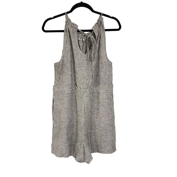 BCBGeneration linen romper black & white striped Sz XS - Picture 2 of 4